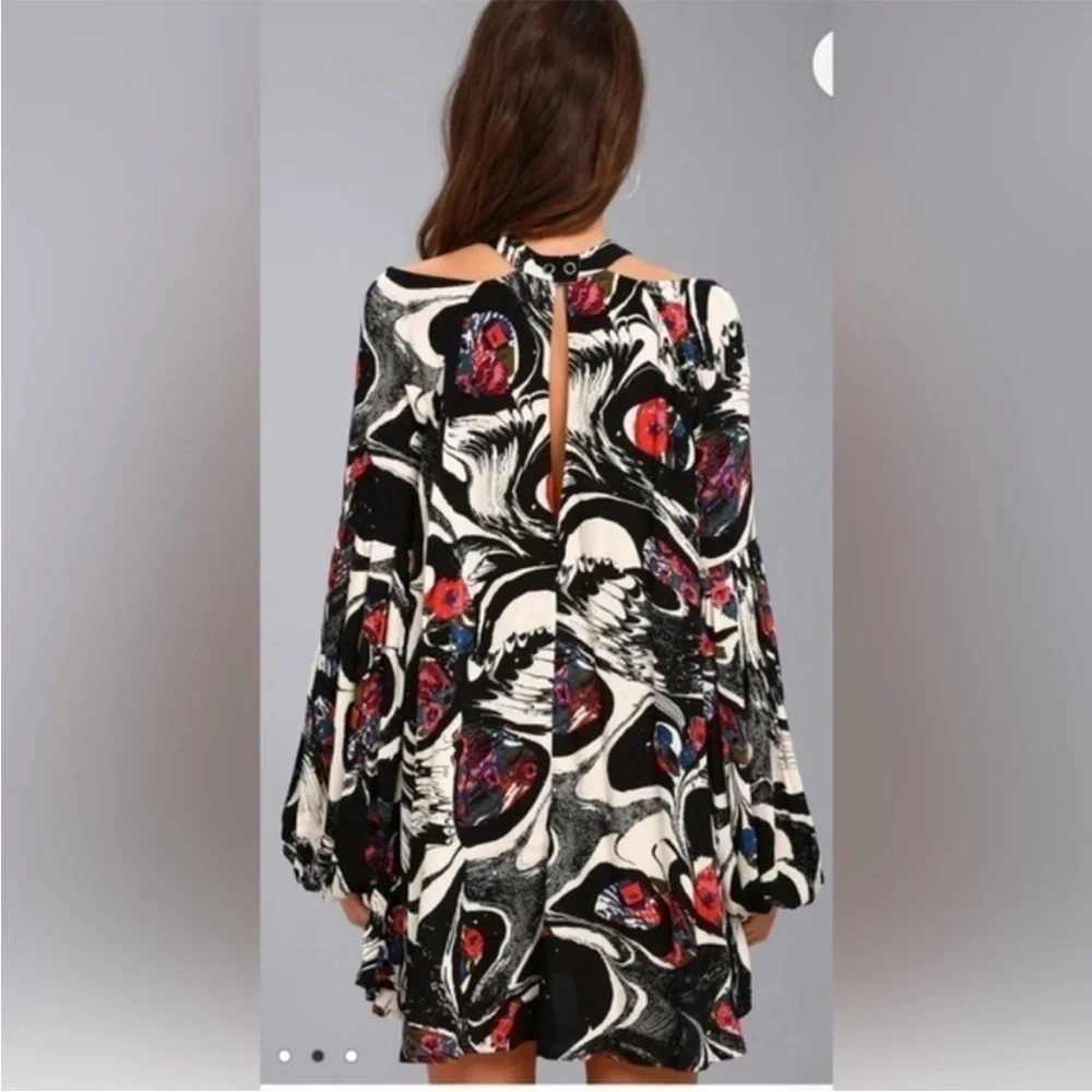 Free People Drift Away Cold Shoulder Tunic‎ Top Multicolored